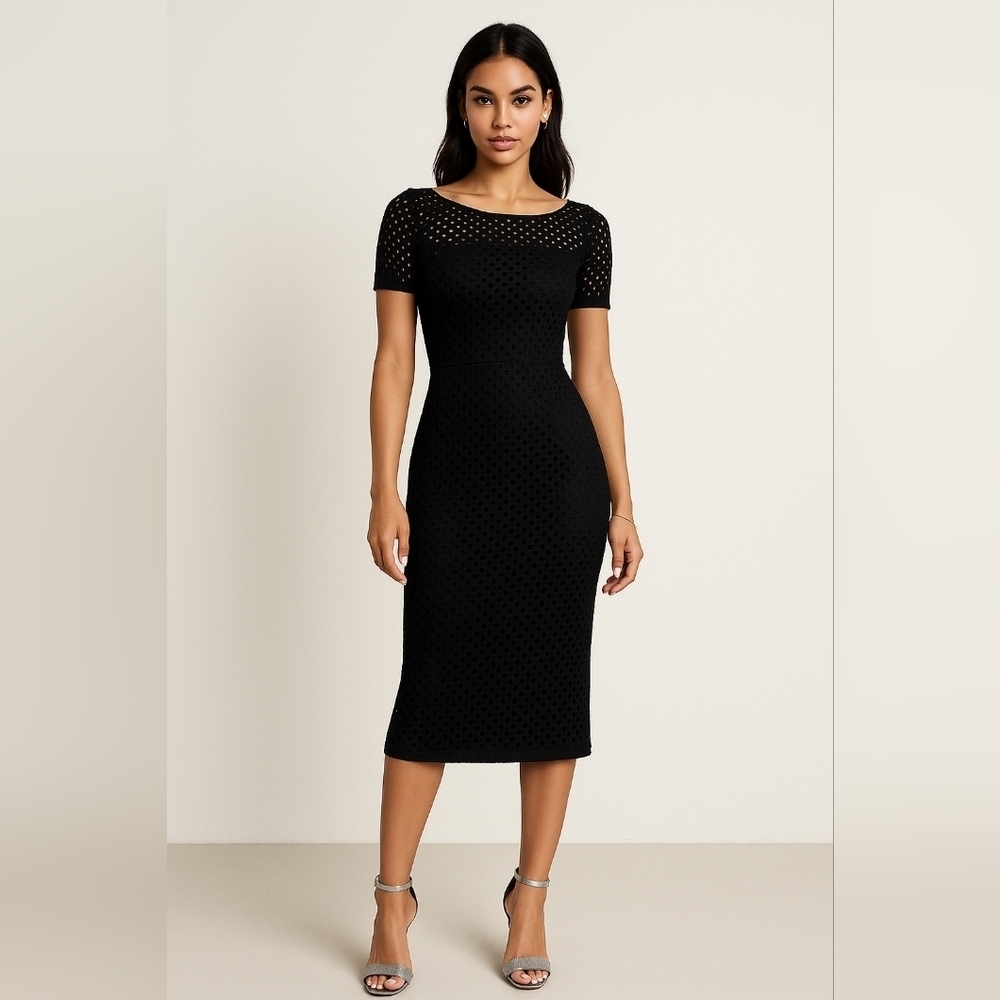 Bec & Bridge Into The Mystic Eyelet Lattice Dress Size 4 Bodycon Short Sleeve